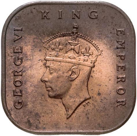 Монета малайя 1 цент (cent) 1943 стоимостью 231 руб.