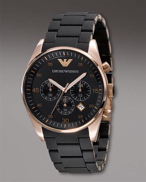 Lyst - Emporio Armani Silicon-bracelet Chronograph Watch in Black for Men