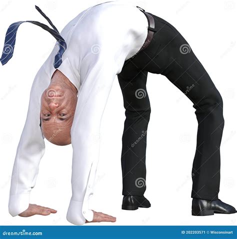 Businessman Bend Over Backwards Isolated Stock Image - Illustration of