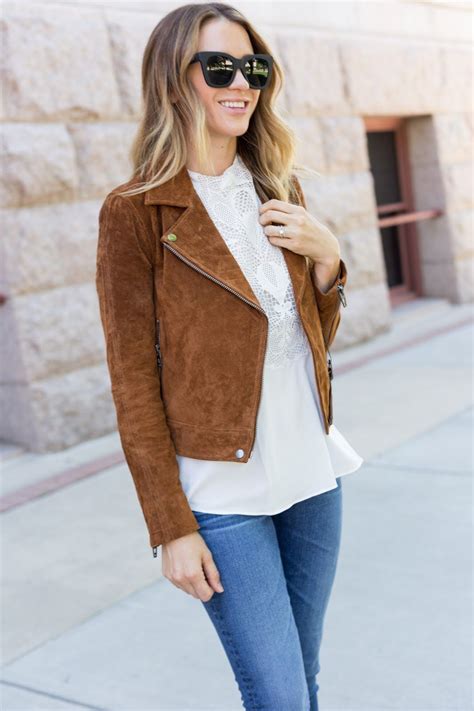 brown suede jacket outfit womens  marina williams blog