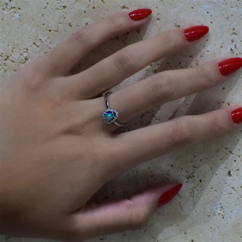 natural australian boulder opal ring  sterling silver