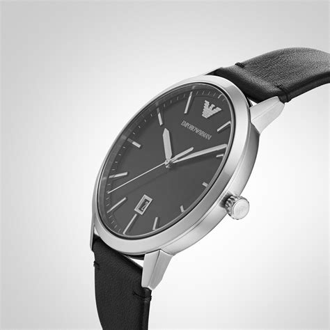 Emporio Armani Black Leather Gents Watch AR11193 | Goldsmiths