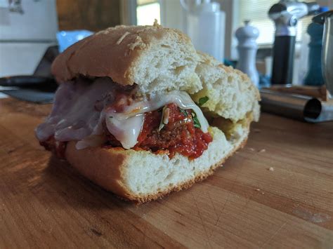 My attempt at the meatball sub "hero" recipe. Turned out pretty litty