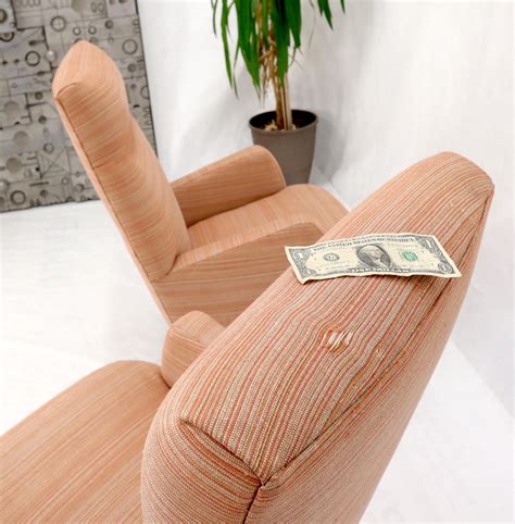 Pair of mid-century modern tall backs lounge chairs For Sale at 1stDibs