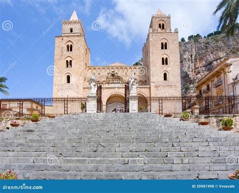 Medieval Norman Cathedral in Cefalu, Sicily Stock Photo - Image of ...