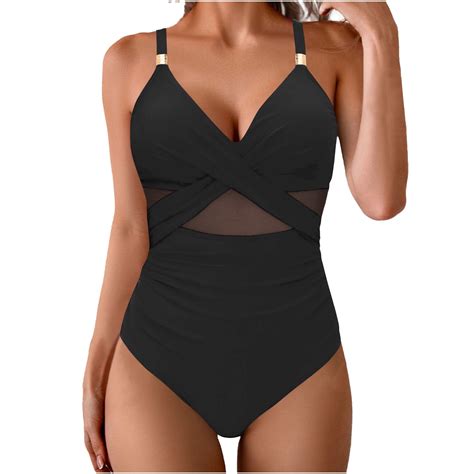 Bigersell Mesh Swimsuits for Women One-Piece Bathing Suit Retro Ruched