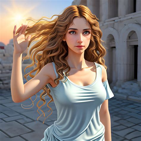 venus, goddess, greek, full body, slender woman, greek clothes, wavy