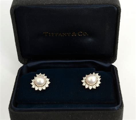 Tiffany and Co. Pearl and Diamond Earrings at 1stDibs | tiffany pearl