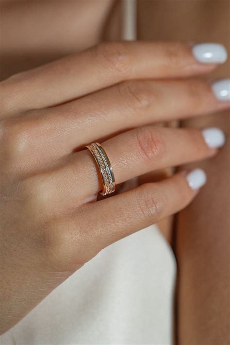 Two-tone wedding band with diamonds - 14k gold band 14k gold ring