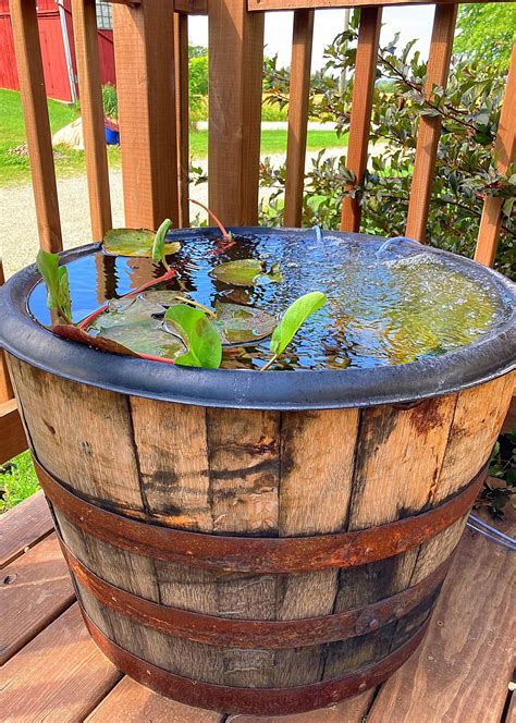 Bubbling Whiskey Barrel Goldfish Pond Oak Barrel Patio Pond - Etsy