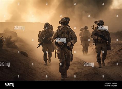 United States Marine Corps Special forces soldiers in action during a ...