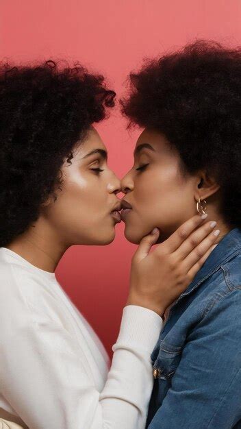 Premium Photo | Close up lesbian couple kissing