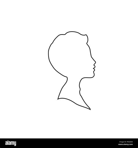 Black profile outline silhouette of young boy or man head, face profile ...