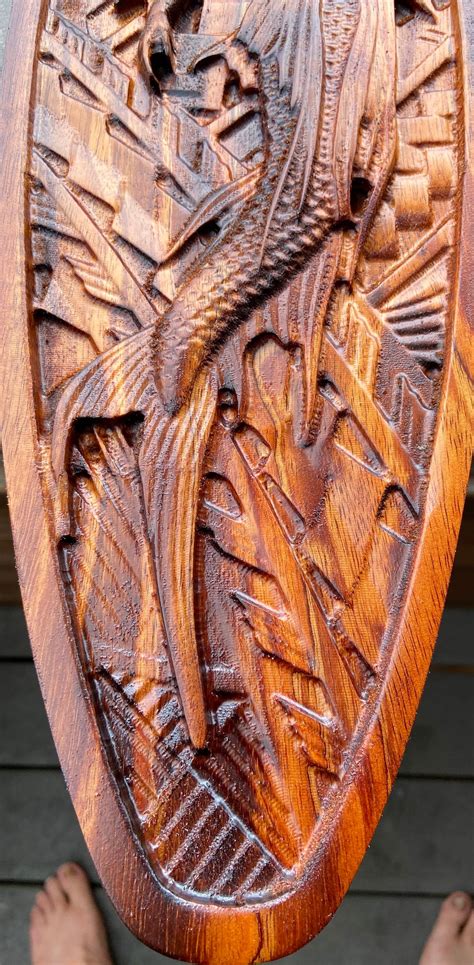 Wood sculpture koa wood carving 2 ft long Polynesian Mermaid | Etsy