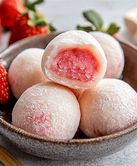 mochi stuffed strawberry ice cream bites  sweet delight