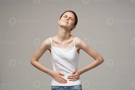 woman groin pain intimate illness gynecology light background 22074708