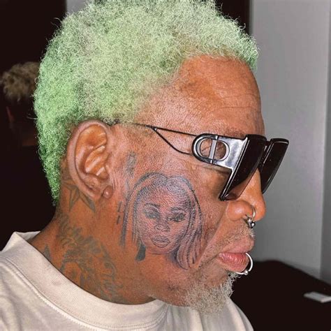 dennis rodman  huge tattoo  girlfriend yella yella   face