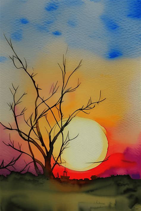 Create a Beautiful Sunrise Watercolor · Creative Fabrica