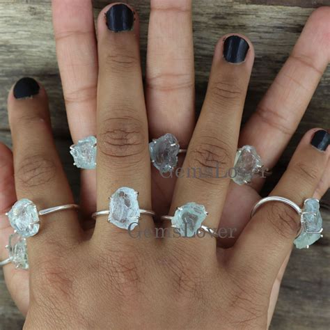 Aquamarine Ring Raw Aquamarine Ring Aquamarine Rough Ring - Etsy