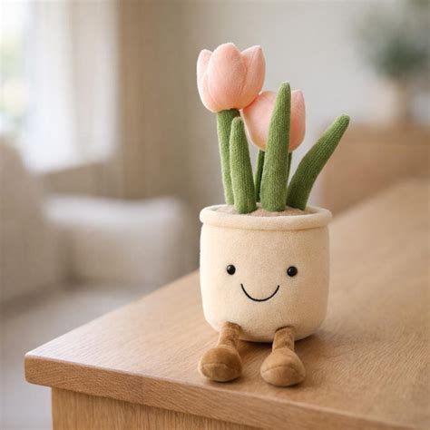 jellycat inspired tulip plant plush toy cm smiling pot character