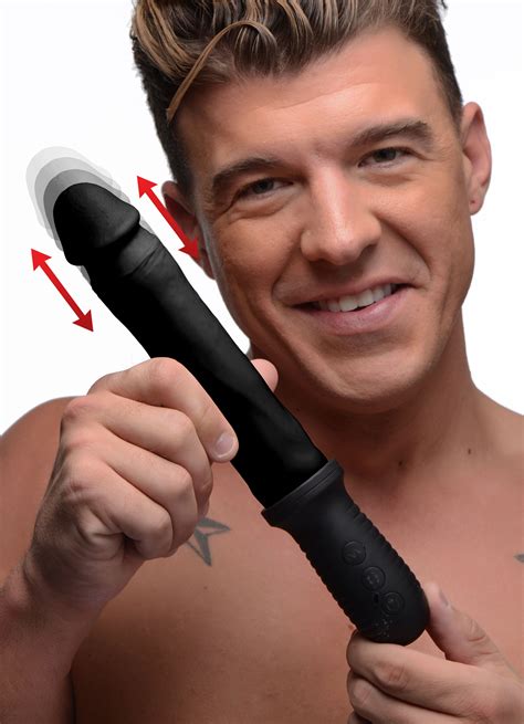 8X Auto Pounder Vibrating and Thrusting Dildo with Handle - Black - Buy Now