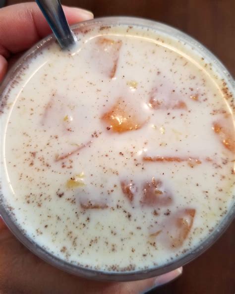 Peach Milk With Cinnamon & Vanilla With Homemade Peach Syrup