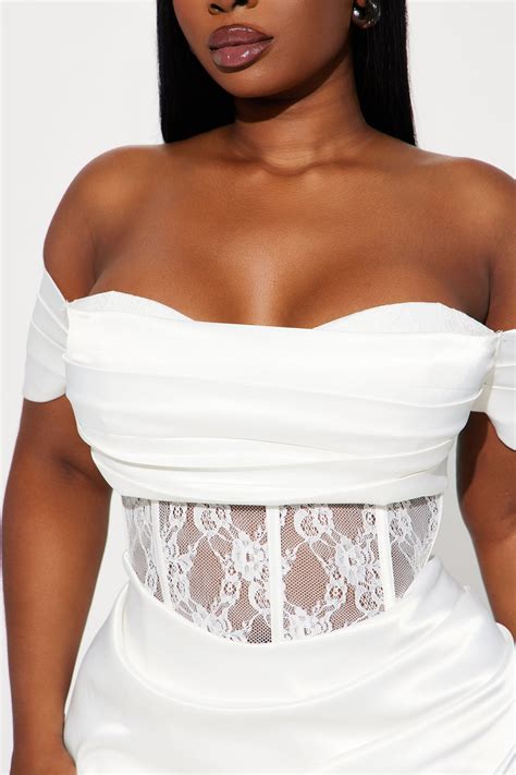 Perfection Satin Lace Gown - White | Fashion Nova