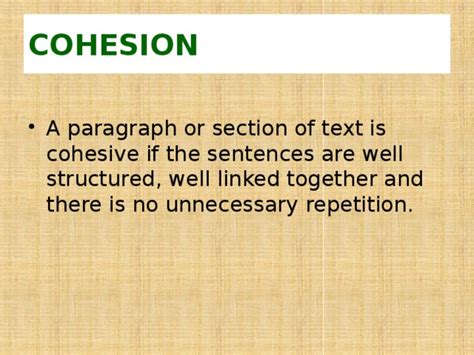 Cohesion and coherence