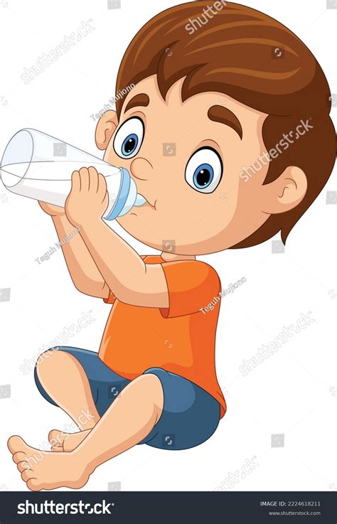 cartoon  boy drinking milk bottle stock vector royalty