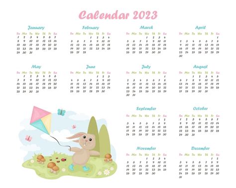 premium vector calendar year calendar   image   cute rabbit