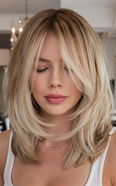 medium layered haircuts  feathered blonde layers  wispy bangs