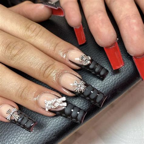 red bottoms acrylic nails stiletto short square acrylic nails