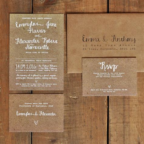 White Calligraphy Kraft Effect Rustic Wedding Invitation Set - Wedding ...