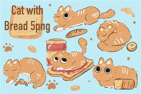 Cat with Bread Graphic by aunny2544 · Creative Fabrica