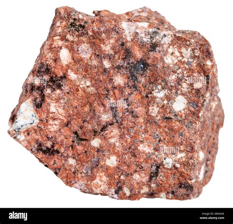 macro shooting of Igneous rock specimens - red Dacite mineral isolated ...