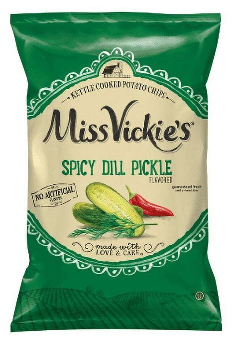 Miss Vickie's Spicy Dill Pickle 1.375oz Pack of 8, Dill Chips Snack