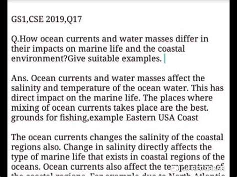 ocean currents  water masses differ   impacts  marine