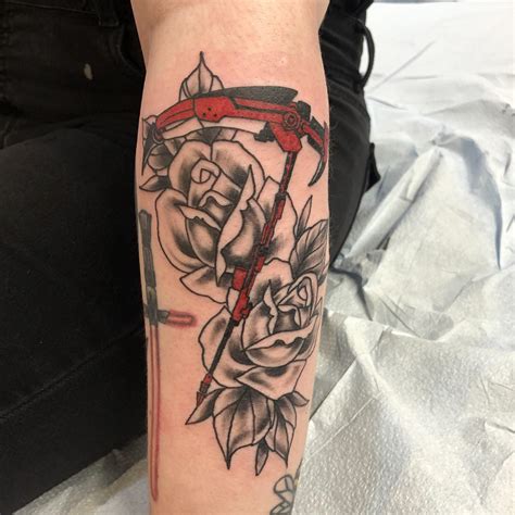 Got my RWBY tattoo today and I am in love ️🌹 my tattoo artist is ...