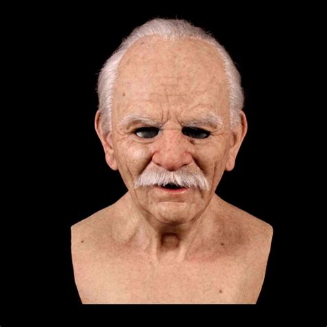 Realistic Bald Old Man Mask Latex Full Face Neck Helmet for Masquerade