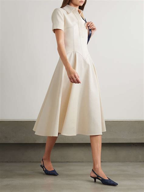 EMILIA WICKSTEAD Jody paneled topstitched denim midi dress | NET-A-PORTER