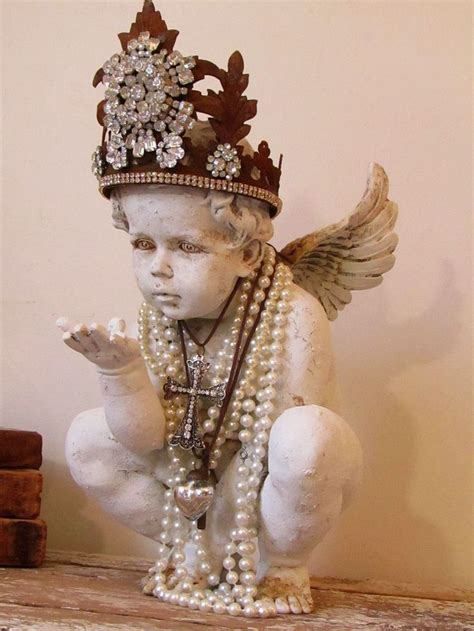 Cherub Angel Statue Home Decor W/ Amazing Handmade Rhinestone - Etsy | Statue, Cherub, Angel statues