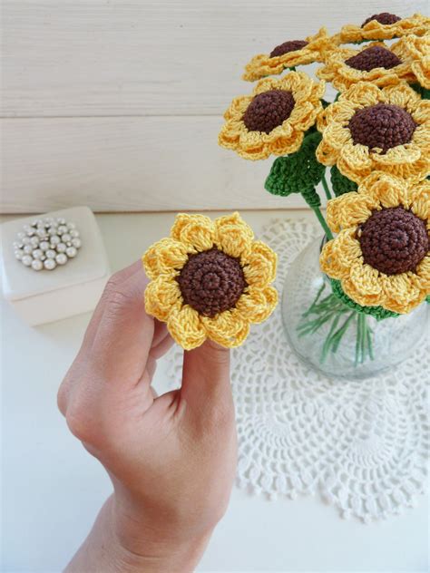 Crochet Sunflowers in a Pot PATTERN. Ukrainian Sunflowers. Sunflower ...