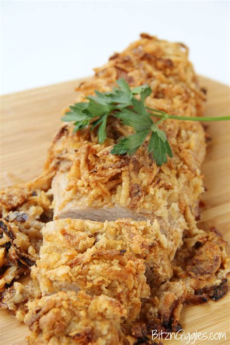 Onion-Crusted Pork Tenderloin With Golden Mushroom Sauce | Baked pork