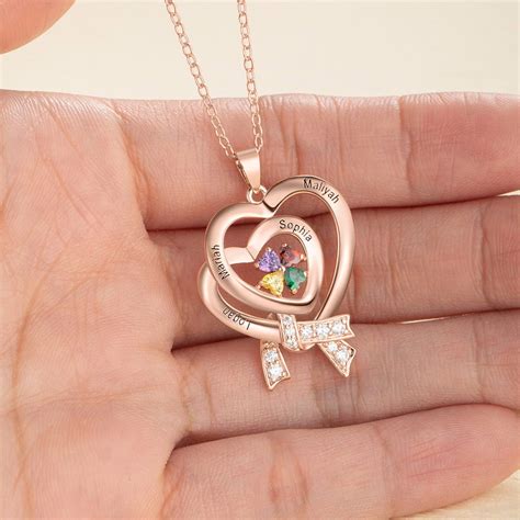 dainty heart necklace    birthstones heart necklace birthstone