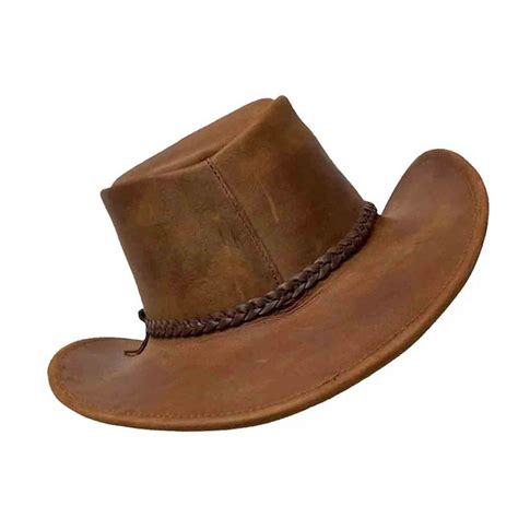 Brown Leather Cowboy Hat Western Style For Men's