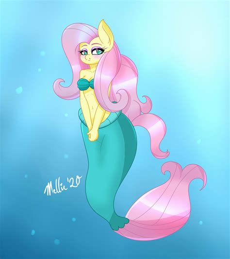 #2345080 - safe, artist:melliedraws, fluttershy, mermaid, anthro, g4