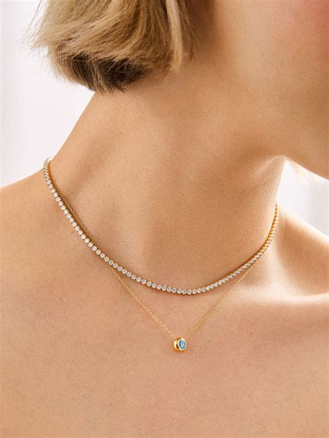 18K Gold Birthstone Pendant Necklace - Blue Zircon – 18K Gold Plated ...