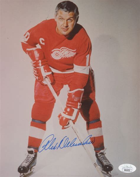 alex delvecchio signed red wings  photo jsa  pristine auction