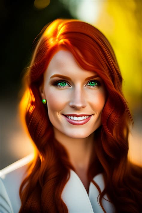 Lexica - A portrait of a redhead beautiful girl, green eyes, highly