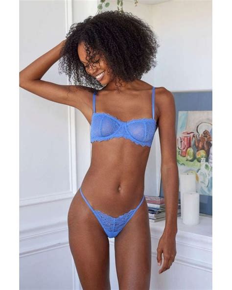 Out From Under Chantilly Lace G-string in Blue | Lyst